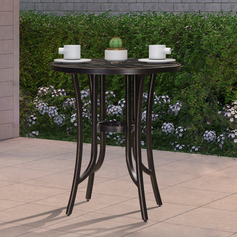 Lark Manor Aniella Metal Outdoor Bar Table Wayfair